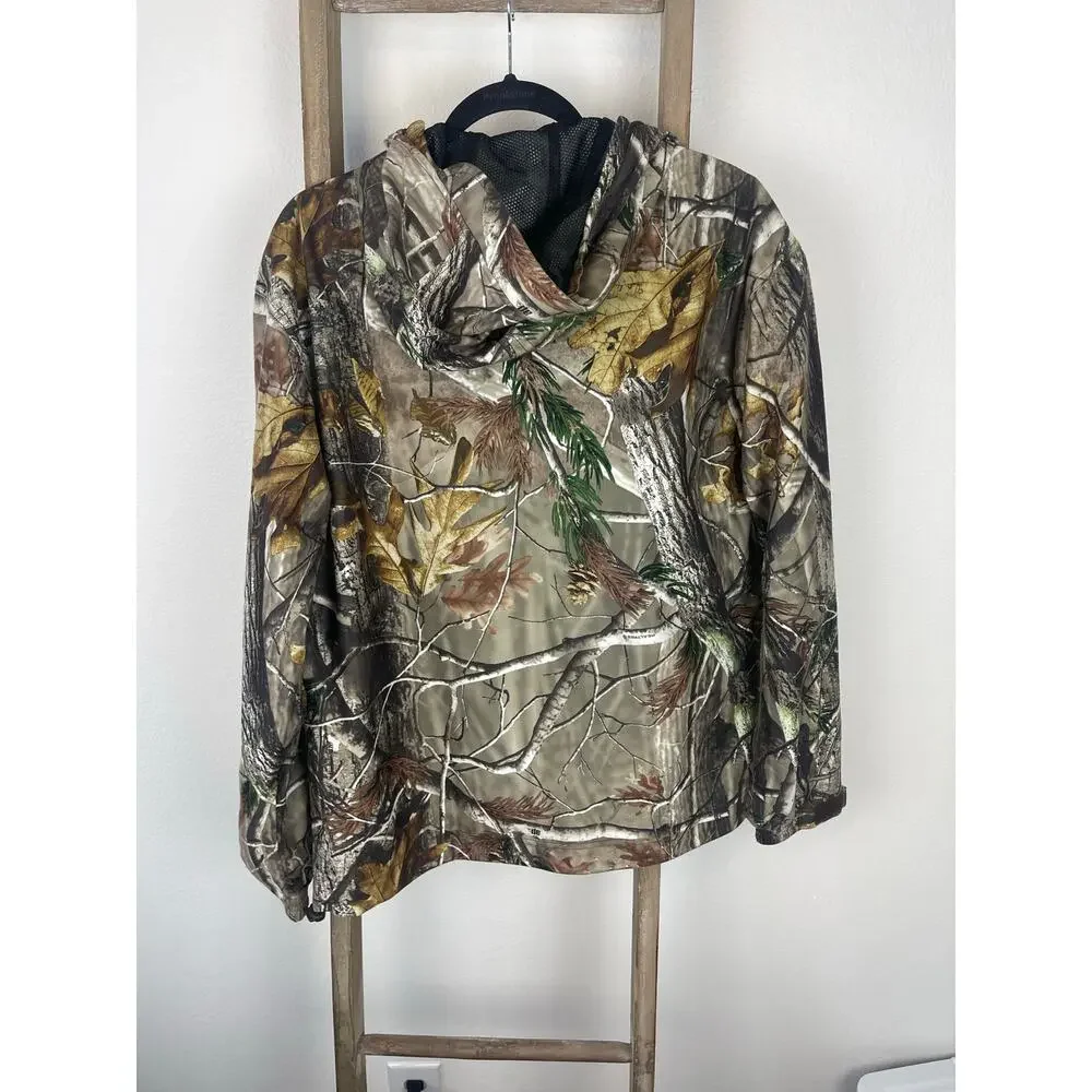 Realtree Camo Deer Camp Windbreaker Jacket Mens L